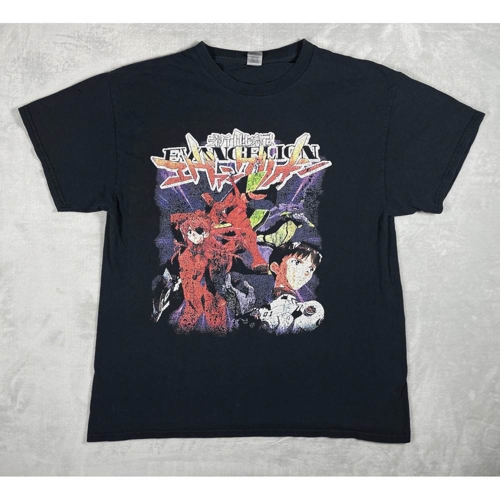 Neon Genesis Evangelion T Shirt Men L Black Anime Manga Graphic Tee Japan Adult
